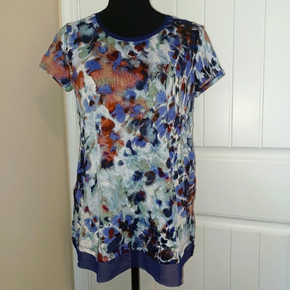 Simply Vera Wang Twofer Short Sleeve Multicolor Top Sz Small - Picture 1 of 10